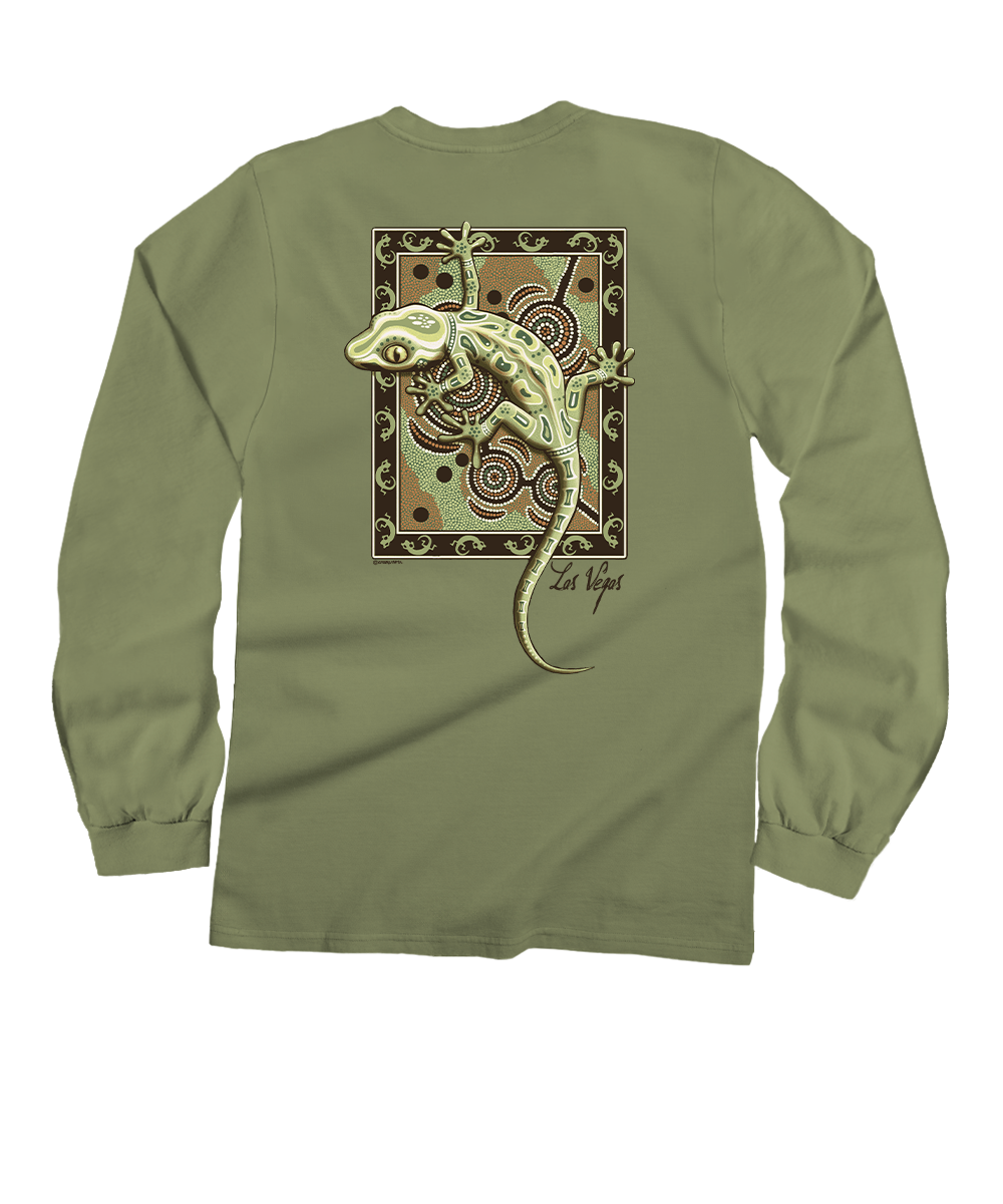 Gecko Mosaic - Hemp Dyed Long Sleeve Crewneck T-Shirt