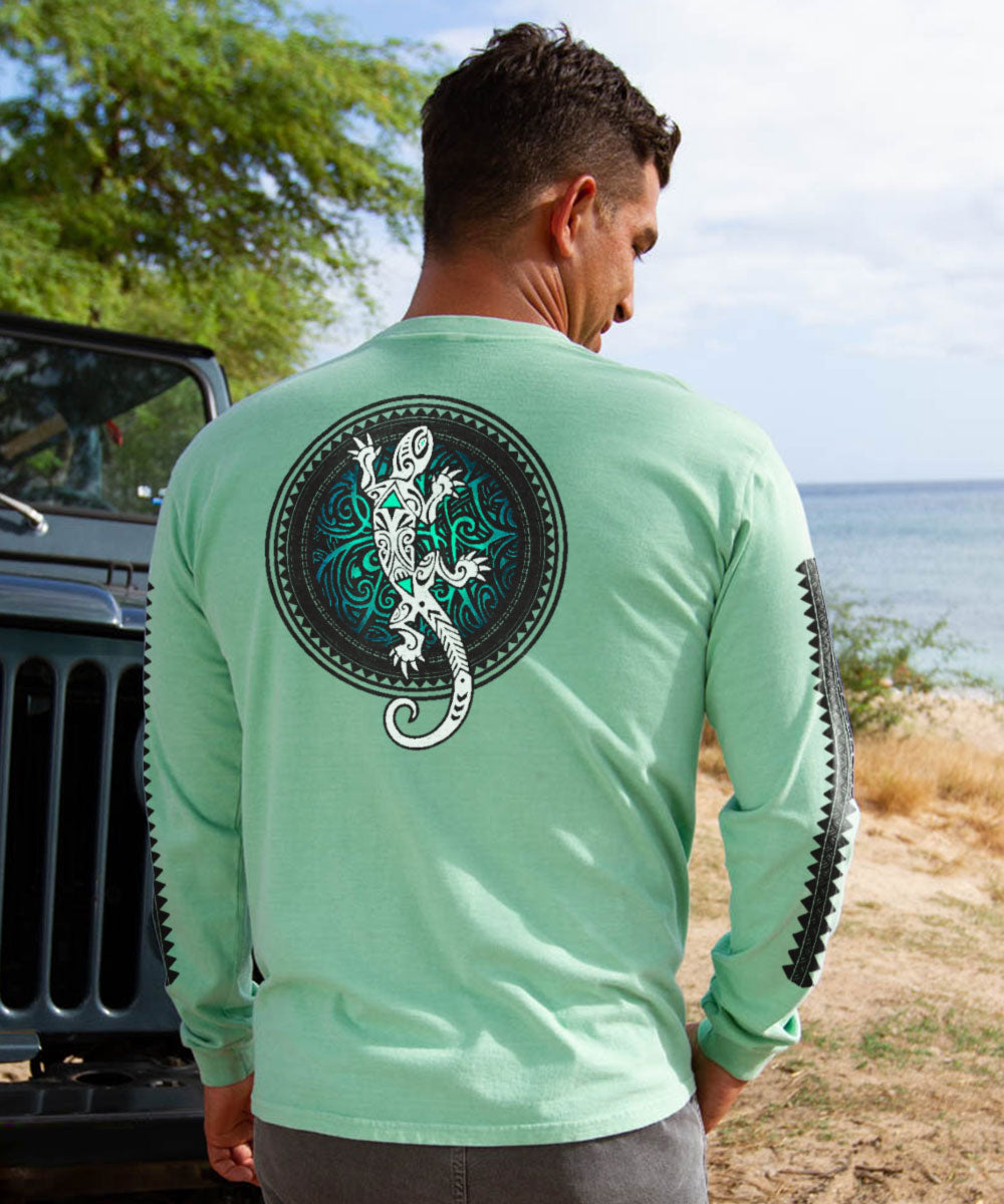 Gecko Sun - Key Lime Dyed Long Sleeve Crewneck T-Shirt 2 Gecko Sun - Key Lime Dyed Long Sleeve Crewneck T-Shirt