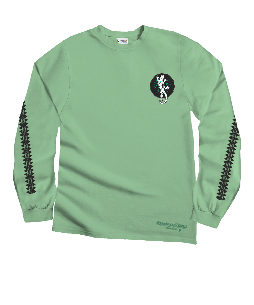 Gecko Sun - Key Lime Dyed Long Sleeve Crewneck T-Shirt 4 Gecko Sun - Key Lime Dyed Long Sleeve Crewneck T-Shirt