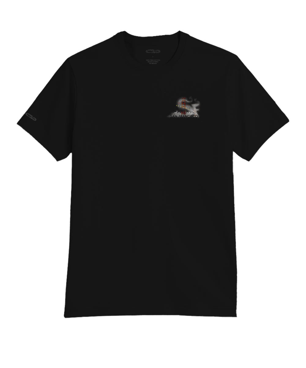 Golden Gate Fog - Jet Black Short Sleeve Pima T-Shirt 2 Golden Gate Fog - Jet Black Short Sleeve Pima T-Shirt