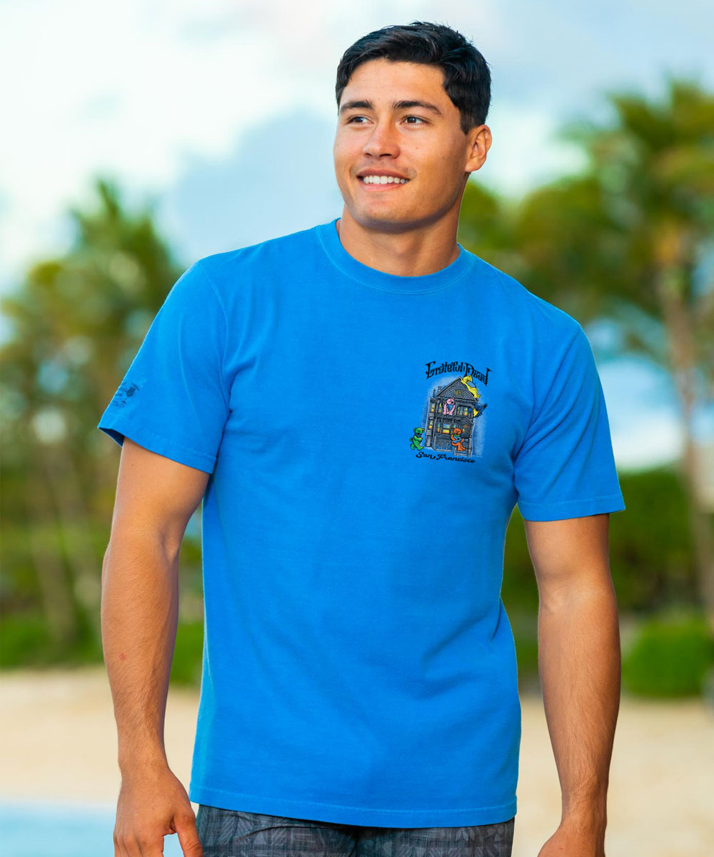Grateful Dead Bear House - Blue Hawaii Dyed Short Sleeve Crewneck T-Shirt 3 Grateful Dead Bear House - Blue Hawaii Dyed Short Sleeve Crewneck T-Shirt