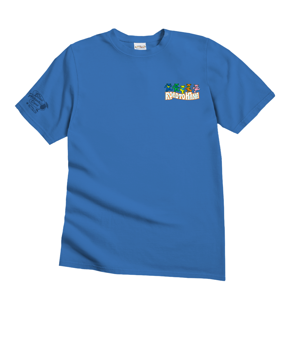 Grateful Dead Bears On The Road - Blue Hawaii Dyed Short Sleeve Crewneck T-Shirt 4 Grateful Dead Bears On The Road - Blue Hawaii Dyed Short Sleeve Crewneck T-Shirt