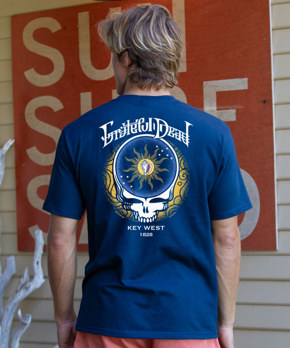 Grateful Dead Conch Republic Flag - Navy Short Sleeve Crewneck T-Shirt 2 Grateful Dead Conch Republic Flag - Navy Short Sleeve Crewneck T-Shirt