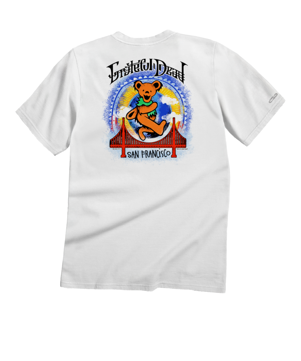 Grateful Dead Golden Gate Bear - White Short Sleeve Crewneck T-Shirt 1 Grateful Dead Golden Gate Bear - White Short Sleeve Crewneck T-Shirt