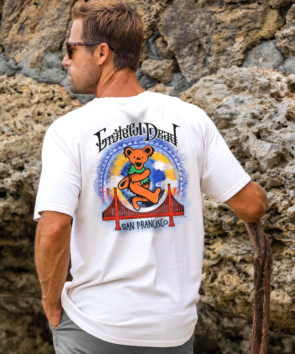 Grateful Dead Golden Gate Bear - White Short Sleeve Crewneck T-Shirt 2 Grateful Dead Golden Gate Bear - White Short Sleeve Crewneck T-Shirt