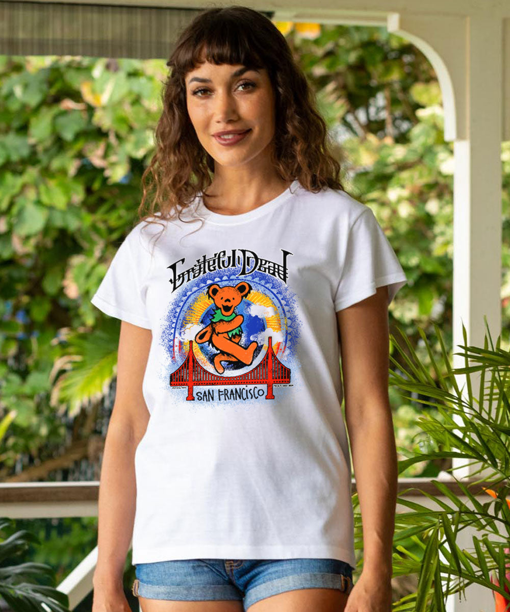 Grateful Dead Golden Gate Bear - White Short Sleeve Crewneck T-Shirt 2 Grateful Dead Golden Gate Bear - White Short Sleeve Crewneck T-Shirt