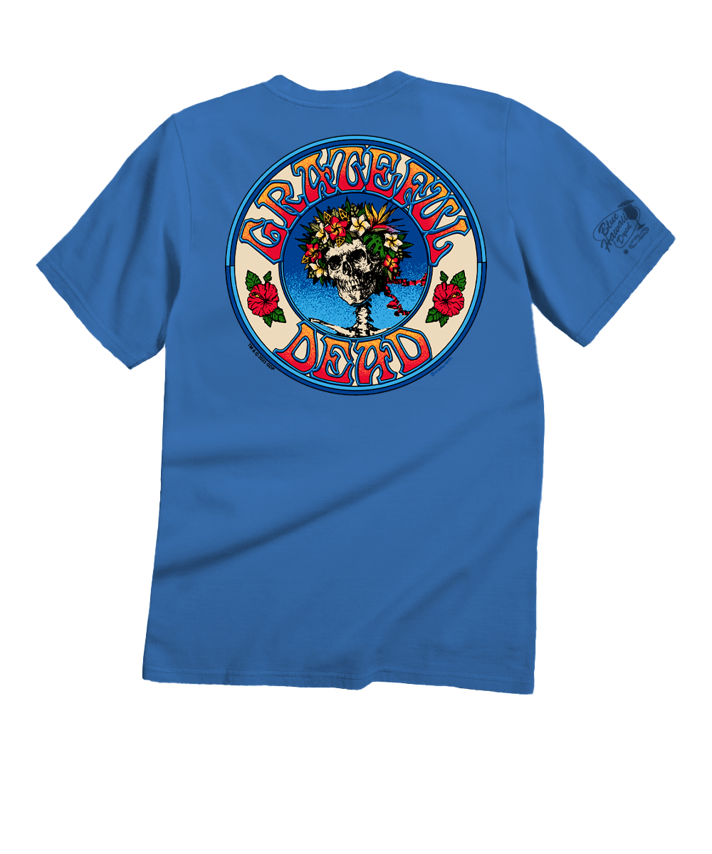 Grateful Dead Hawaiian Bertha - Blue Hawaii Dyed Short Sleeve Crewneck T-Shirt 1 Grateful Dead Hawaiian Bertha - Blue Hawaii Dyed Short Sleeve Crewneck T-Shirt
