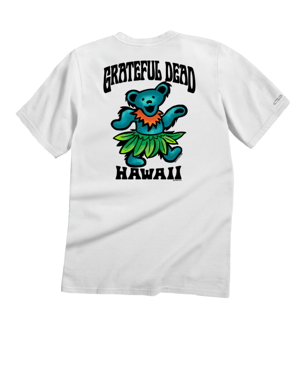 Grateful Dead Hula Bear - White Short Sleeve Crewneck T-Shirt 1 Grateful Dead Hula Bear - White Short Sleeve Crewneck T-Shirt