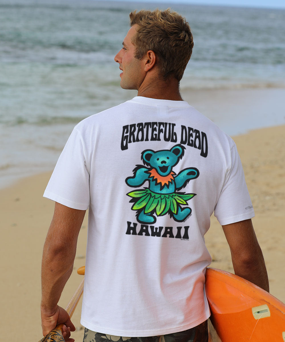 Grateful Dead Hula Bear - White Short Sleeve Crewneck T-Shirt 2 Grateful Dead Hula Bear - White Short Sleeve Crewneck T-Shirt
