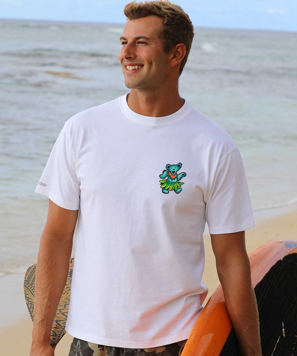 Grateful Dead Hula Bear - White Short Sleeve Crewneck T-Shirt 3 Grateful Dead Hula Bear - White Short Sleeve Crewneck T-Shirt