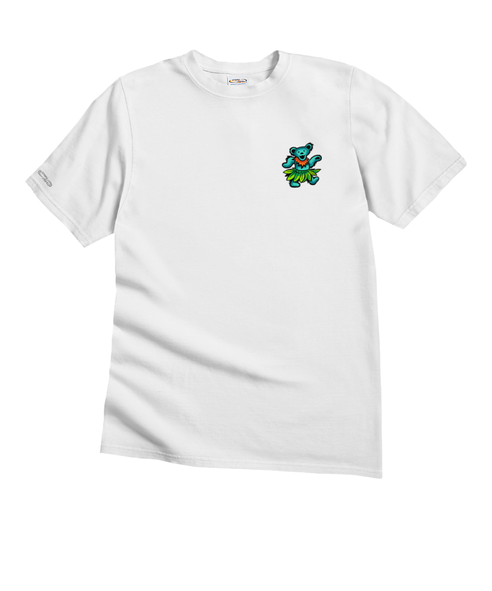 Grateful Dead Hula Bear - White Short Sleeve Crewneck T-Shirt 4 Grateful Dead Hula Bear - White Short Sleeve Crewneck T-Shirt