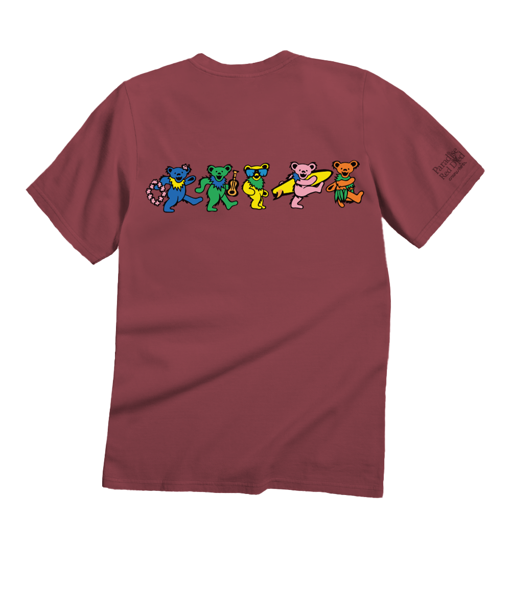 Grateful Dead Hula Bears - Paradise Red Dyed Short Sleeve Crewneck T-Shirt 4 Grateful Dead Hula Bears - Paradise Red Dyed Short Sleeve Crewneck T-Shirt