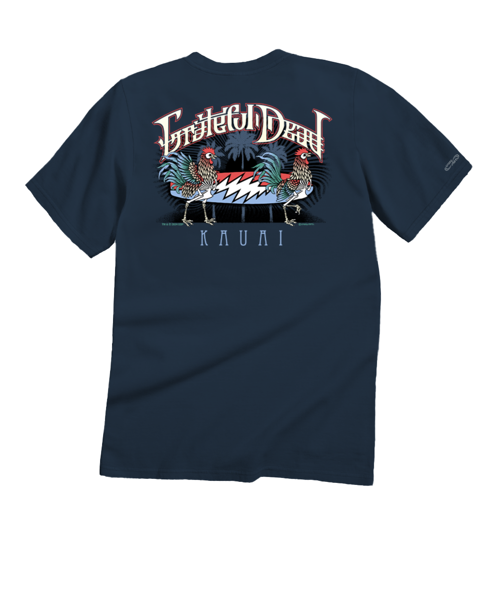 Grateful Dead Skeleton Chicken - Navy Short Sleeve Crewneck T-Shirt