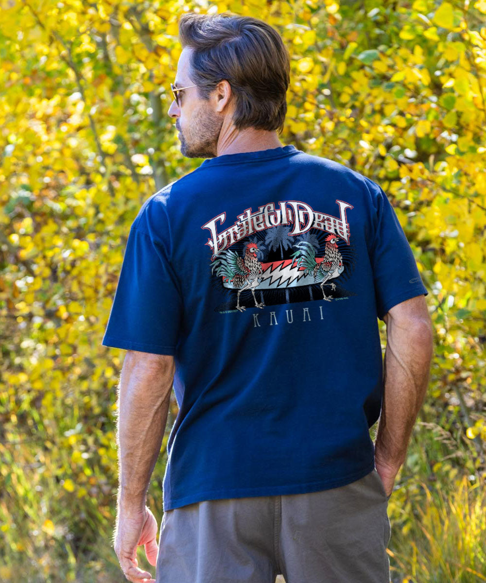 Grateful Dead Skeleton Chicken - Navy Short Sleeve Crewneck T-Shirt 2 Grateful Dead Skeleton Chicken - Navy Short Sleeve Crewneck T-Shirt