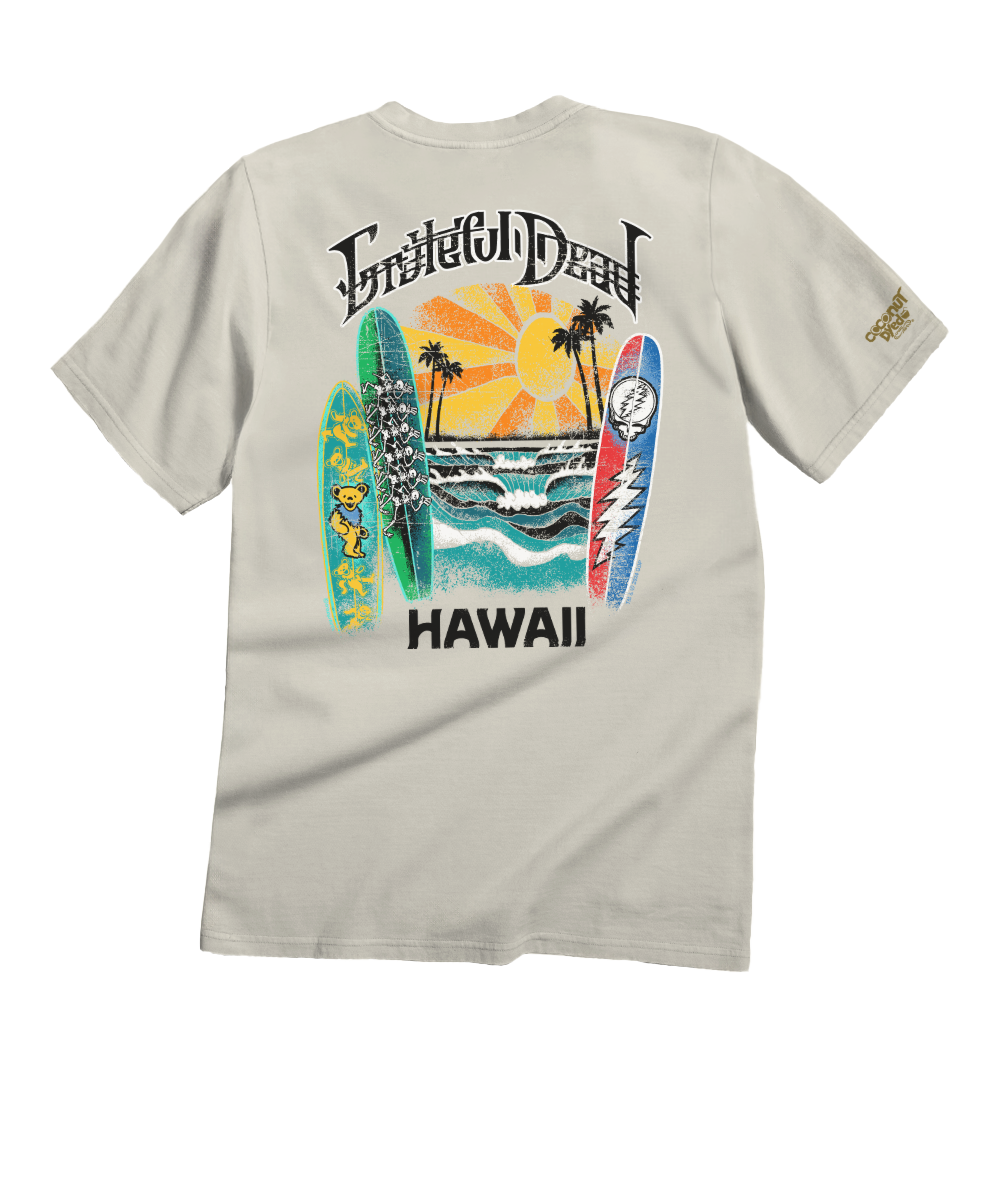 Grateful Dead Surfboards - Coconut Dyed Short Sleeve Crewneck T-Shirt 1 Grateful Dead Surfboards - Coconut Dyed Short Sleeve Crewneck T-Shirt