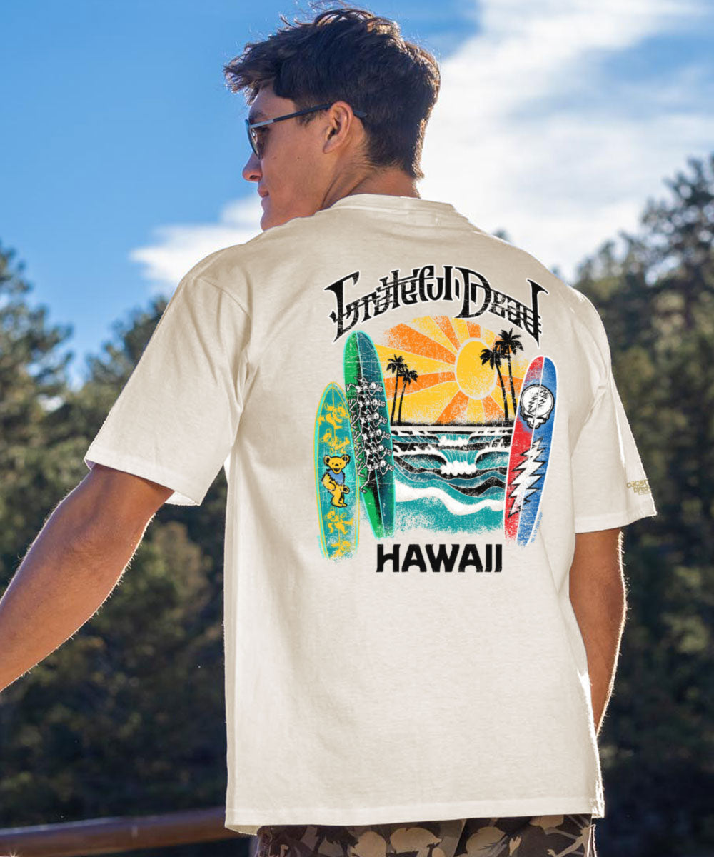 Grateful Dead Surfboards - Coconut Dyed Short Sleeve Crewneck T-Shirt 2 Grateful Dead Surfboards - Coconut Dyed Short Sleeve Crewneck T-Shirt