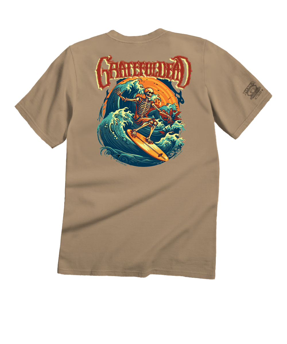 Grateful Dead Surfs Up - Kona Coffee Dyed Short Sleeve Crewneck T-Shirt 1 Grateful Dead Surfs Up - Kona Coffee Dyed Short Sleeve Crewneck T-Shirt