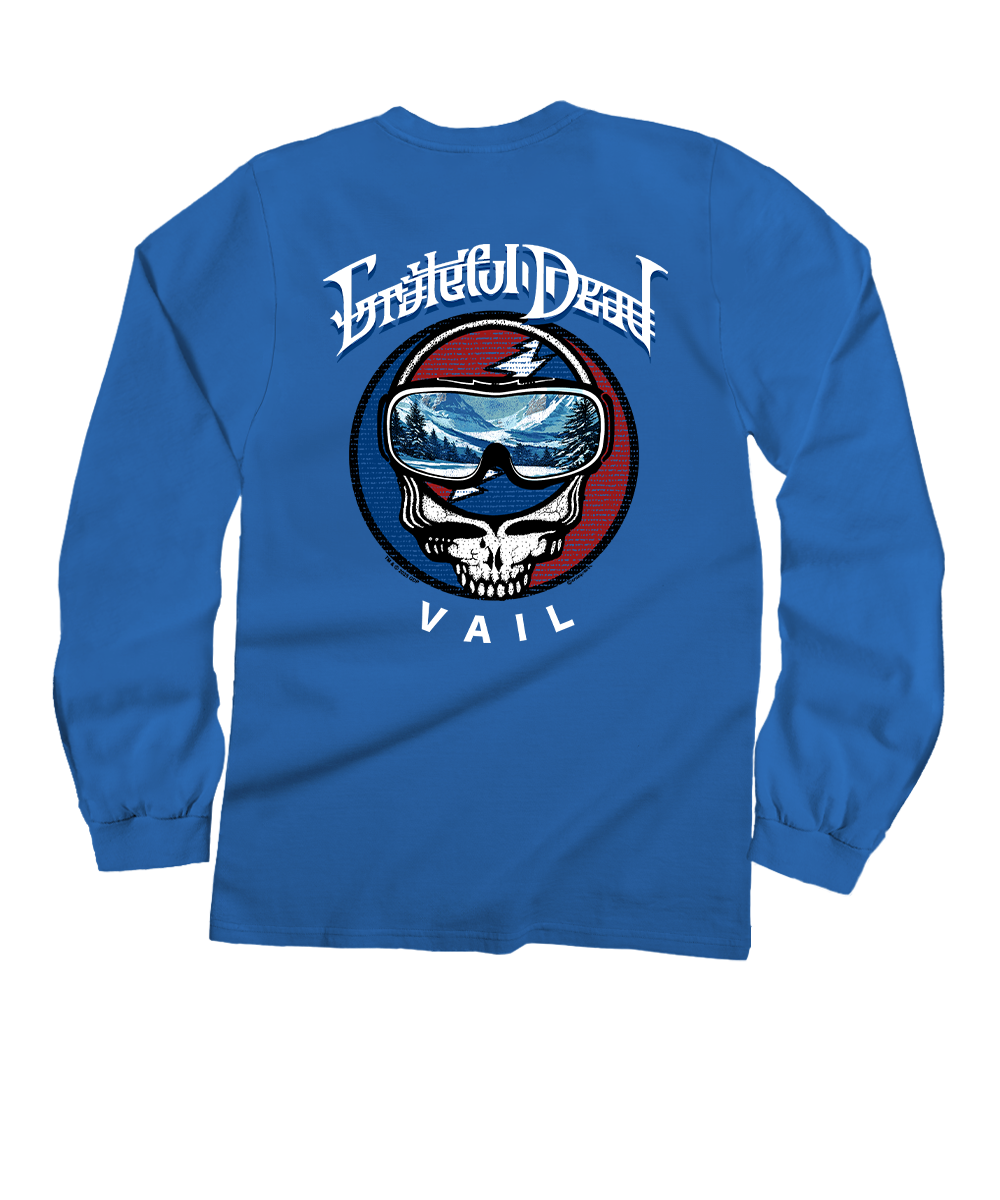 Grateful Dead Vail Scenic - Blue Hawaii Dyed Long Sleeve Crewneck T-Shirt 1 Grateful Dead Vail Scenic - Blue Hawaii Dyed Long Sleeve Crewneck T-Shirt