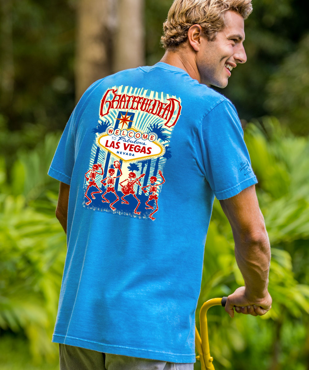 Grateful Dead Vegas - Blue Hawaii Dyed Short Sleeve Crewneck T-Shirt 2 Grateful Dead Vegas - Blue Hawaii Dyed Short Sleeve Crewneck T-Shirt