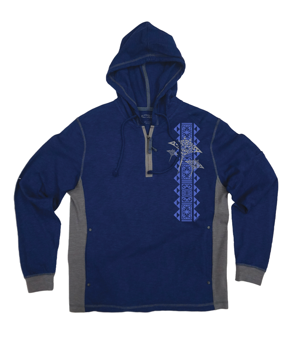 Hahalua Trio - Midnight/Gray Long Sleeve Longboard Hooded Tee