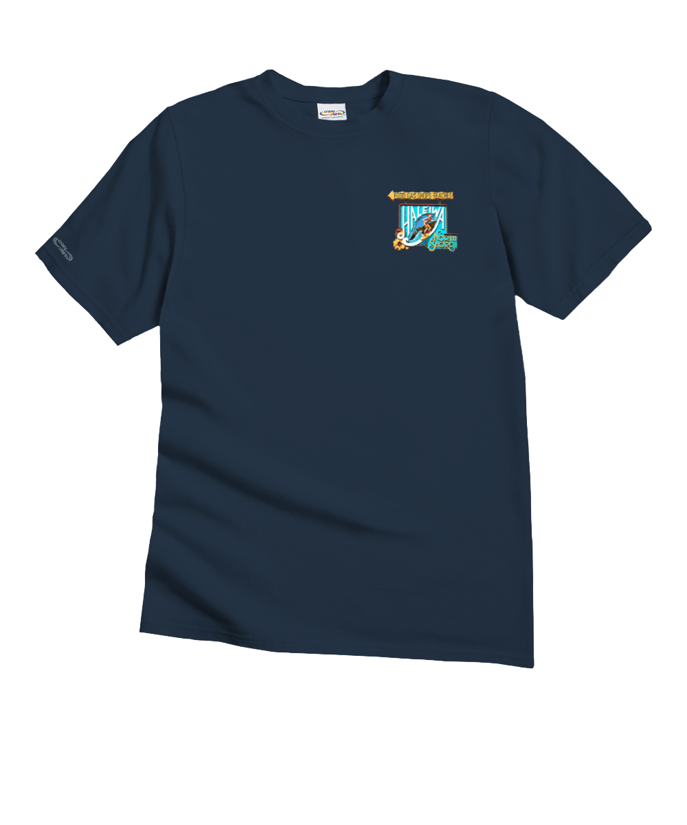 Haleiwa North Shore Signage - Navy Short Sleeve Crewneck T-Shirt 4 Haleiwa North Shore Signage - Navy Short Sleeve Crewneck T-Shirt