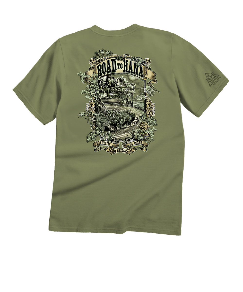 Hana Etch - Hemp Dyed Short Sleeve Crewneck T-Shirt 1 Hana Etch - Hemp Dyed Short Sleeve Crewneck T-Shirt