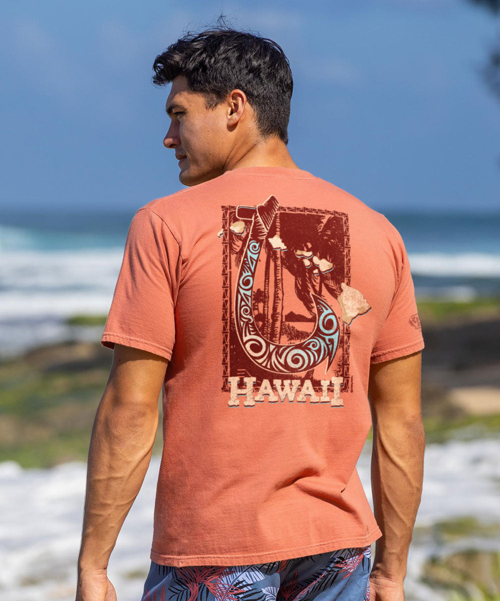 Hawaiian Fish Hook - Chile Dyed Short Sleeve Crewneck T-Shirt 2 Hawaiian Fish Hook - Chile Dyed Short Sleeve Crewneck T-Shirt
