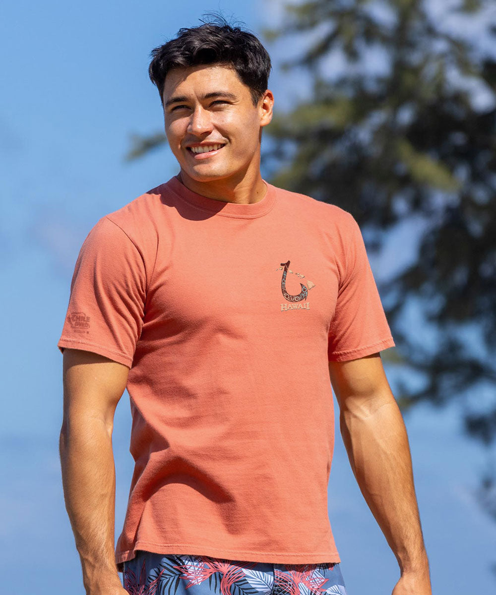 Hawaiian Fish Hook - Chile Dyed Short Sleeve Crewneck T-Shirt 3 Hawaiian Fish Hook - Chile Dyed Short Sleeve Crewneck T-Shirt