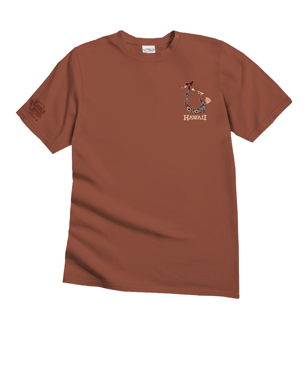 Hawaiian Fish Hook - Chile Dyed Short Sleeve Crewneck T-Shirt 4 Hawaiian Fish Hook - Chile Dyed Short Sleeve Crewneck T-Shirt