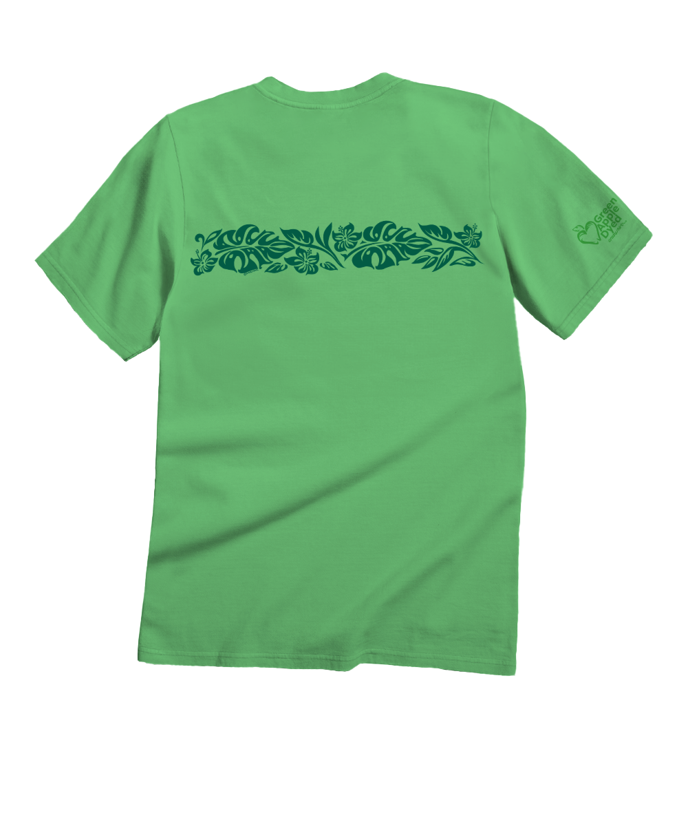 Hawaiian Floral Band - Green Apple Dyed Short Sleeve Crewneck T-Shirt 4 Hawaiian Floral Band - Green Apple Dyed Short Sleeve Crewneck T-Shirt