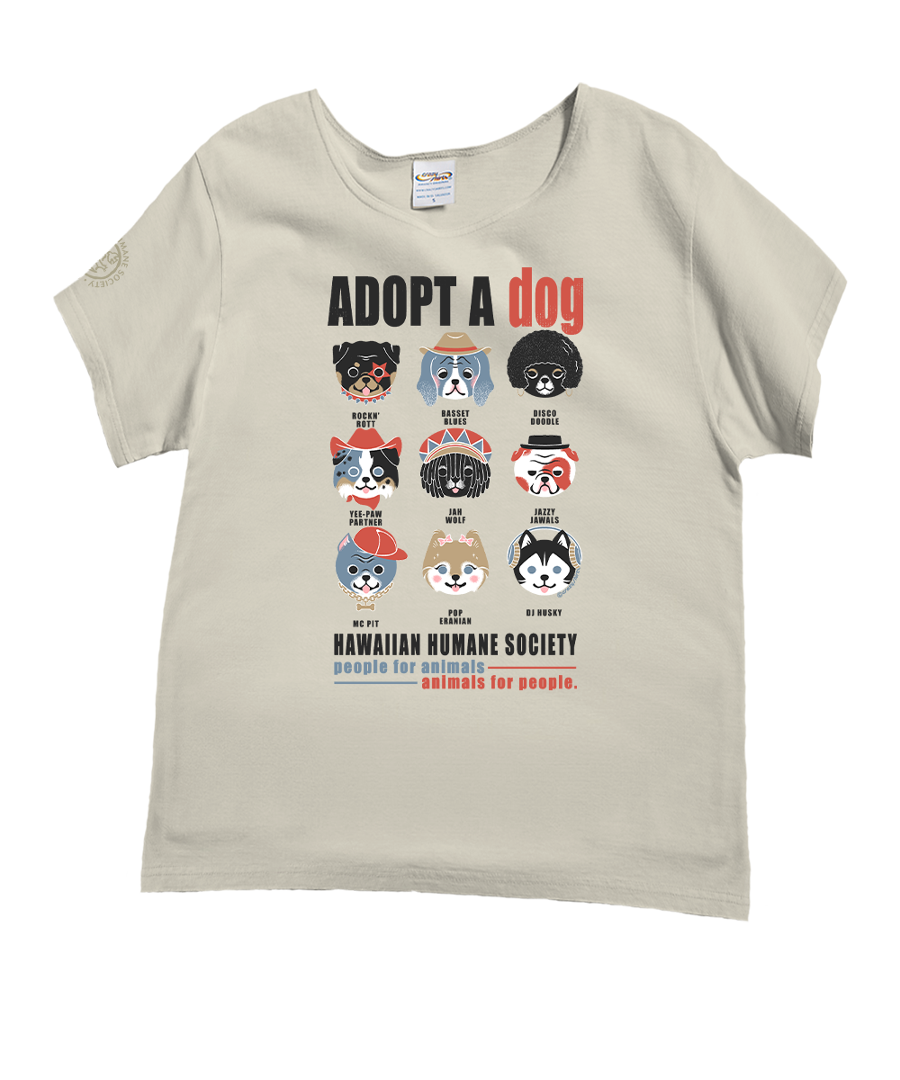 Hawaiian Humane Society Adopt A Dog Canine Musicians - Coconut Dyed Short Sleeve Scoop Neck T-Shirt 1 Hawaiian Humane Society Adopt A Dog Canine Musicians - Coconut Dyed Short Sleeve Scoop Neck T-Shirt