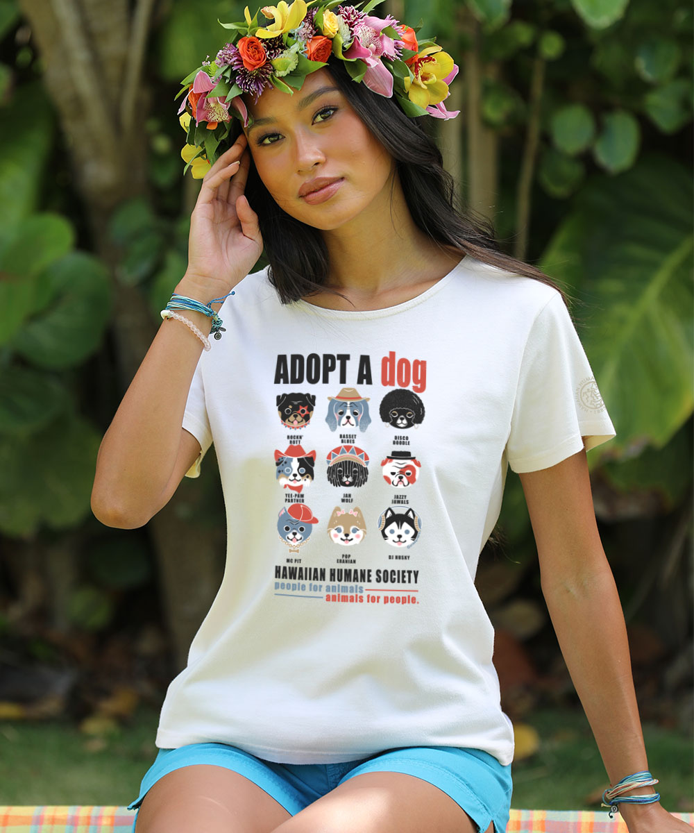 Hawaiian Humane Society Adopt A Dog Canine Musicians - Coconut Dyed Short Sleeve Scoop Neck T-Shirt 2 Hawaiian Humane Society Adopt A Dog Canine Musicians - Coconut Dyed Short Sleeve Scoop Neck T-Shirt