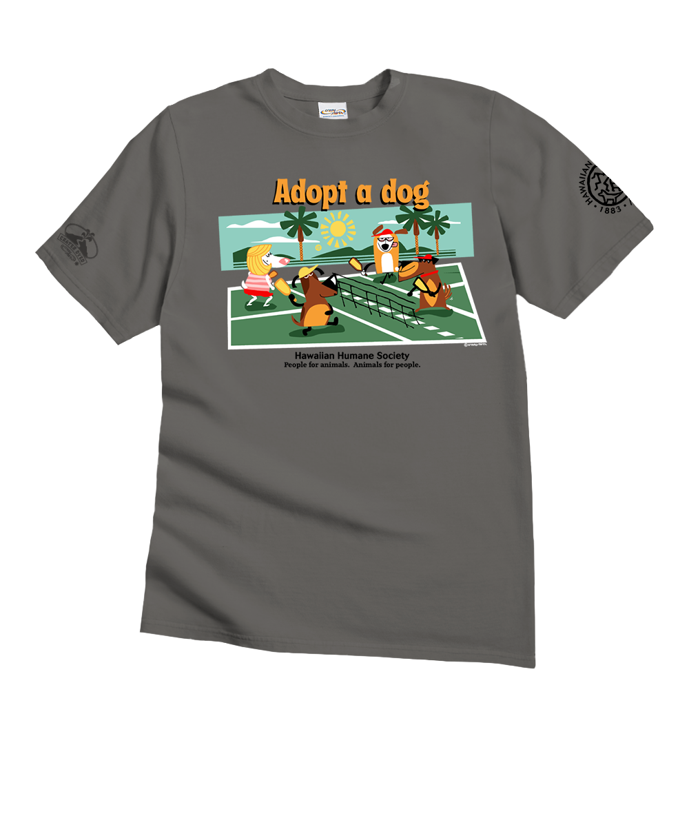 Hawaiian Humane Society Adopt A Dog Pickleball - Crater Dyed® Short Sleeve Crewneck T-Shirt 1 Hawaiian Humane Society Adopt A Dog Pickleball - Crater Dyed® Short Sleeve Crewneck T-Shirt