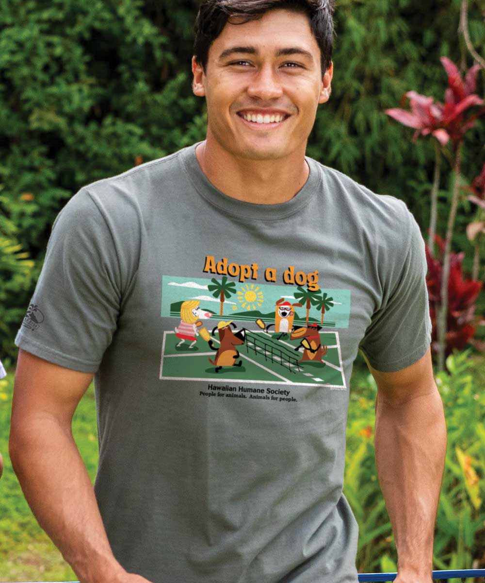 Hawaiian Humane Society Adopt A Dog Pickleball - Crater Dyed® Short Sleeve Crewneck T-Shirt 2 Hawaiian Humane Society Adopt A Dog Pickleball - Crater Dyed® Short Sleeve Crewneck T-Shirt