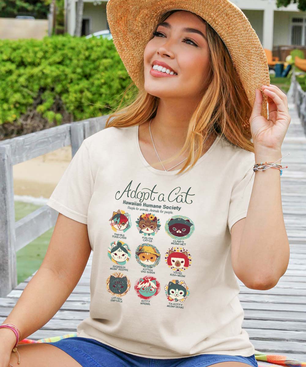 Hawaiian Humane Society Cat Creatives - Coconut Dyed Short Sleeve Scoop Neck T-Shirt 2 Hawaiian Humane Society Cat Creatives - Coconut Dyed Short Sleeve Scoop Neck T-Shirt