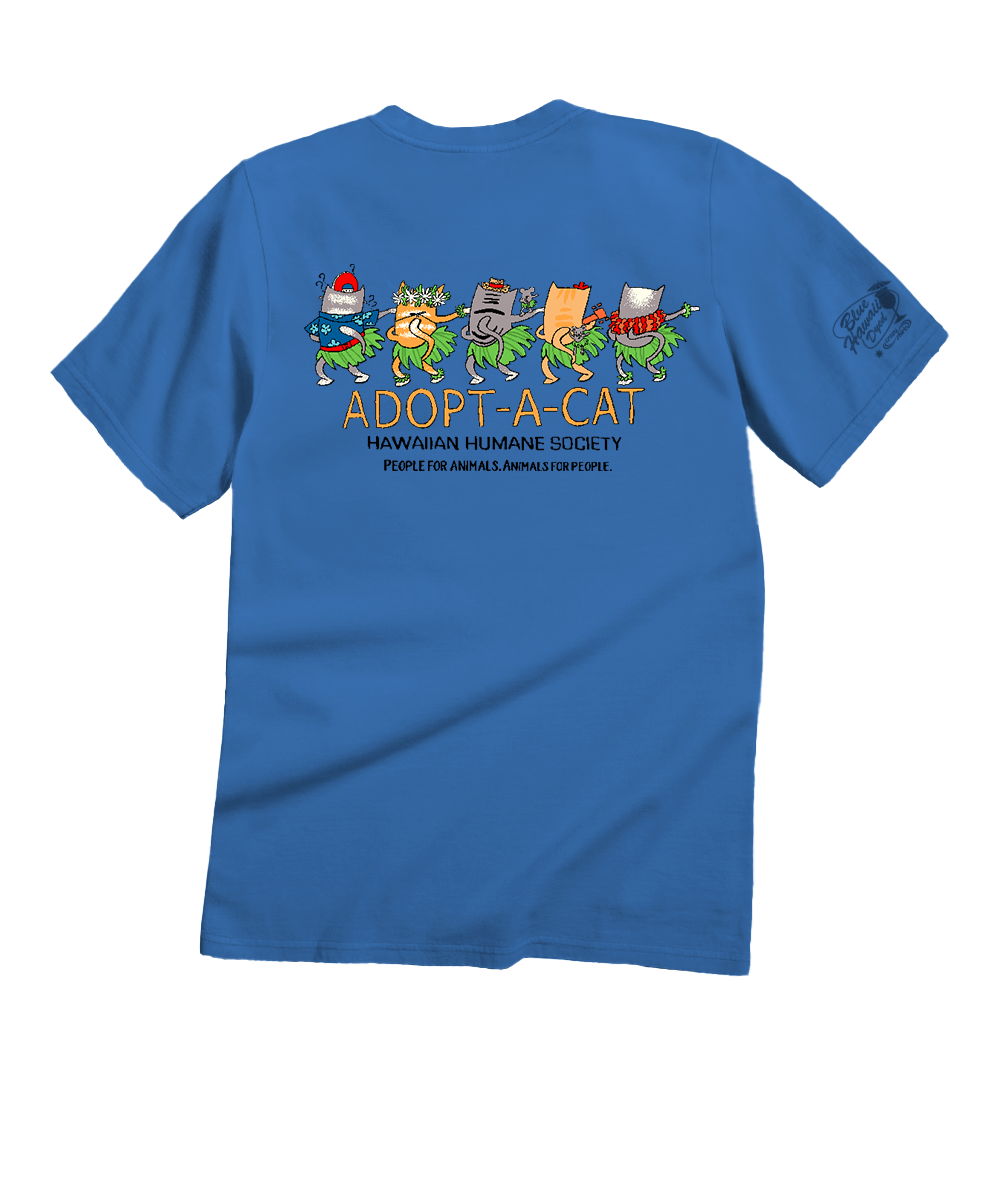 Hawaiian Humane Society Meow Halau - Blue Hawaii Dyed Short Sleeve Crewneck T-Shirt 4 Hawaiian Humane Society Meow Halau - Blue Hawaii Dyed Short Sleeve Crewneck T-Shirt