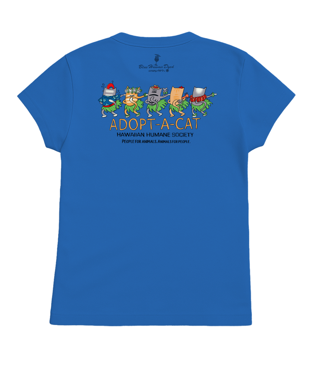 Hawaiian Humane Society Meow Halau - Blue Hawaii Dyed Short Sleeve Crewneck T-Shirt 4 Hawaiian Humane Society Meow Halau - Blue Hawaii Dyed Short Sleeve Crewneck T-Shirt