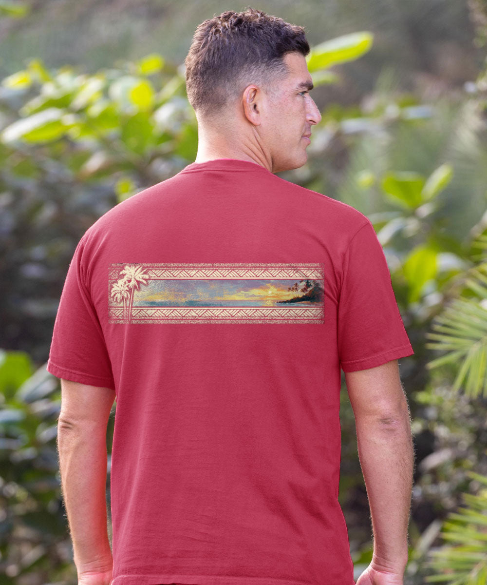 Hawaiian Island Band - Paradise Red Dyed Short Sleeve Crewneck T-Shirt 3 Hawaiian Island Band - Paradise Red Dyed Short Sleeve Crewneck T-Shirt