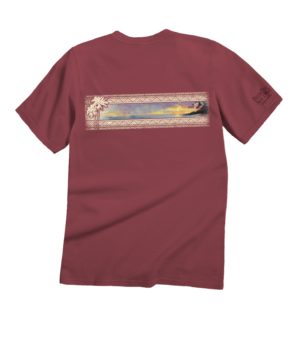 Hawaiian Island Band - Paradise Red Dyed Short Sleeve Crewneck T-Shirt 4 Hawaiian Island Band - Paradise Red Dyed Short Sleeve Crewneck T-Shirt