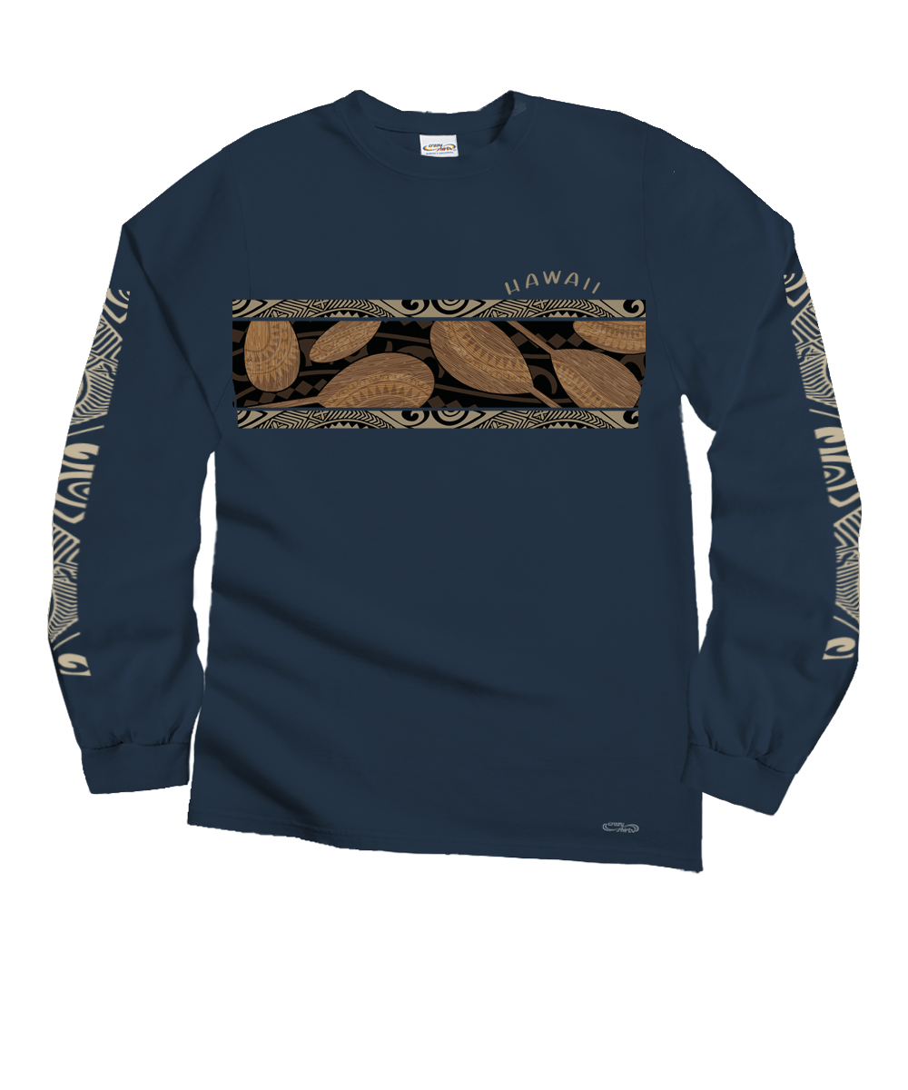 Hawaiian Paddle Band - Navy Long Sleeve Crewneck T-Shirt