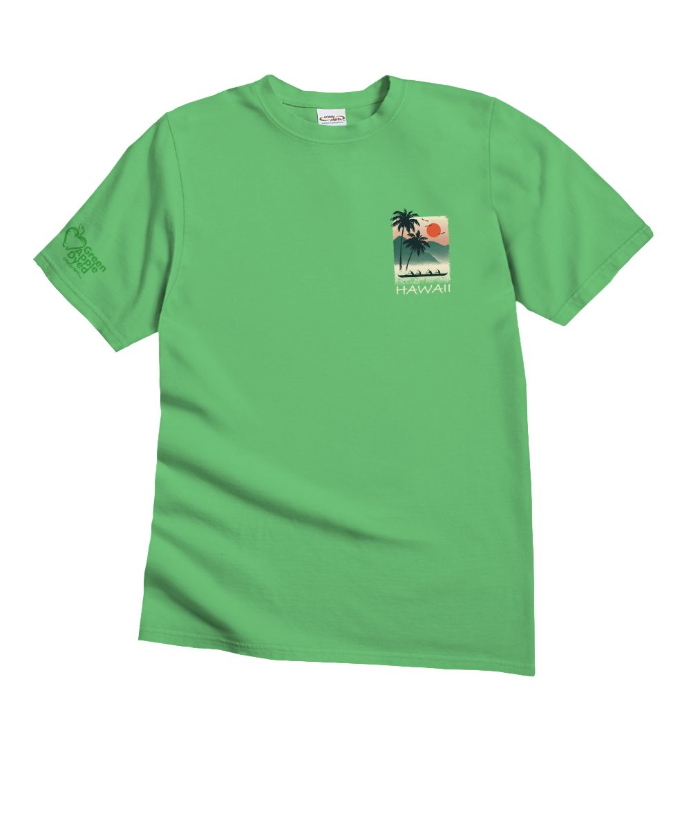 Hawaiian Ukiyo Scenic - Green Apple Dyed Short Sleeve Crewneck T-Shirt 4 Hawaiian Ukiyo Scenic - Green Apple Dyed Short Sleeve Crewneck T-Shirt