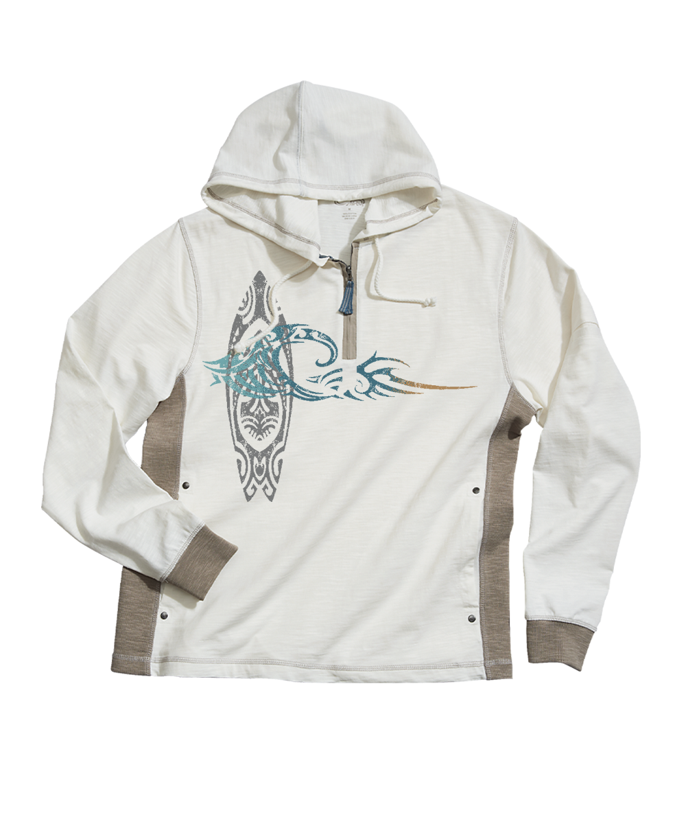 He'e Nalu Elima - Natural/Gray Long Sleeve Longboard Hooded Tee