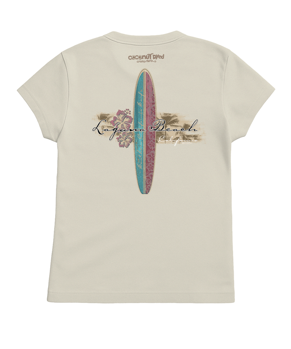 Hibiscus Surf - Coconut Dyed Short Sleeve Crewneck T-Shirt 2 Hibiscus Surf - Coconut Dyed Short Sleeve Crewneck T-Shirt