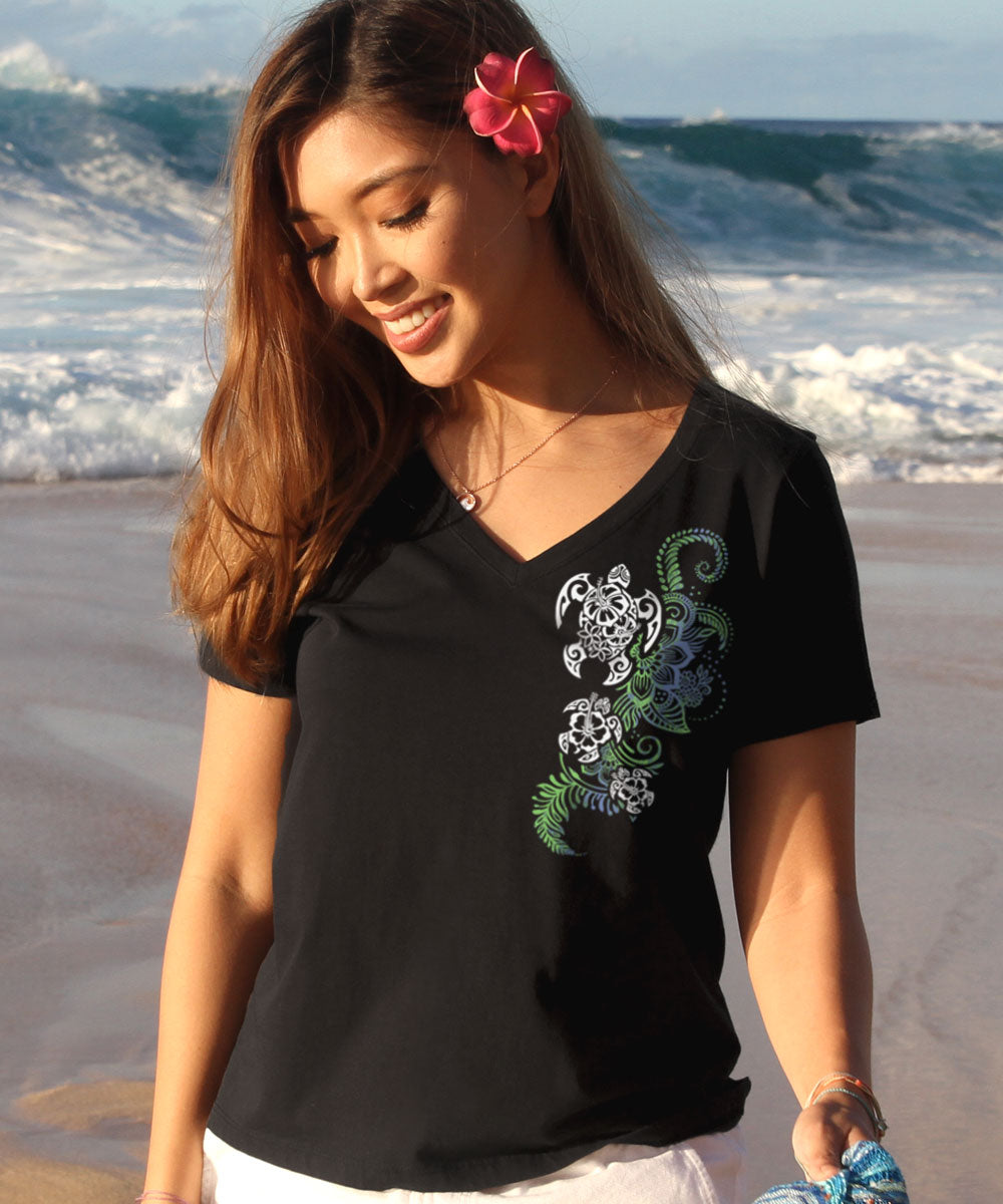 Honu Current - Jet Black Short Sleeve Pima V-Neck T-Shirt 2 Honu Current - Jet Black Short Sleeve Pima V-Neck T-Shirt