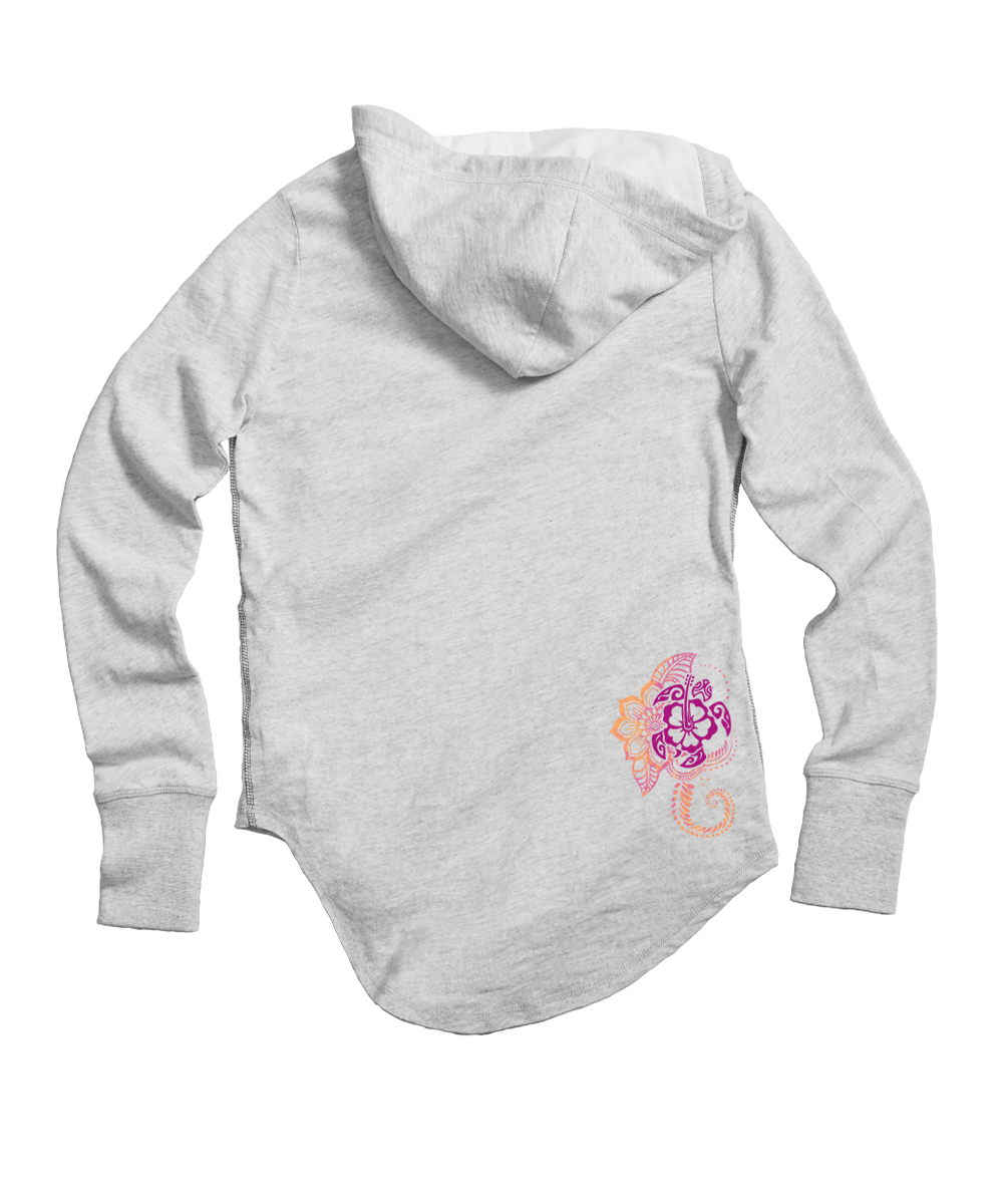 Honu Current - White Grey Heather Long Sleeve Harmony Hooded T 4 Honu Current - White Grey Heather Long Sleeve Harmony Hooded T