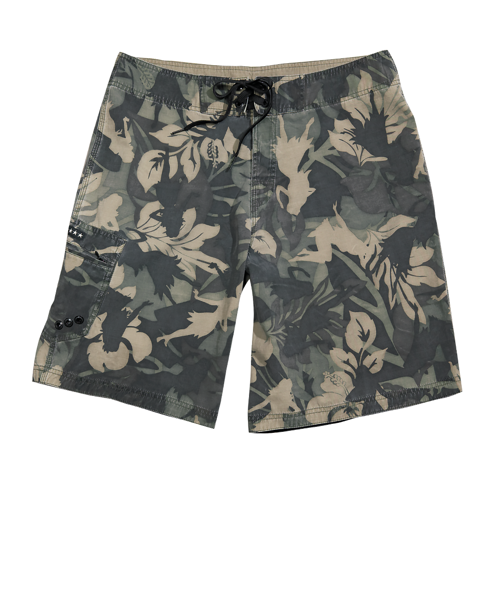 Hulaflage - Camo Green Floral Board Shorts 1 Hulaflage - Camo Green Floral Board Shorts