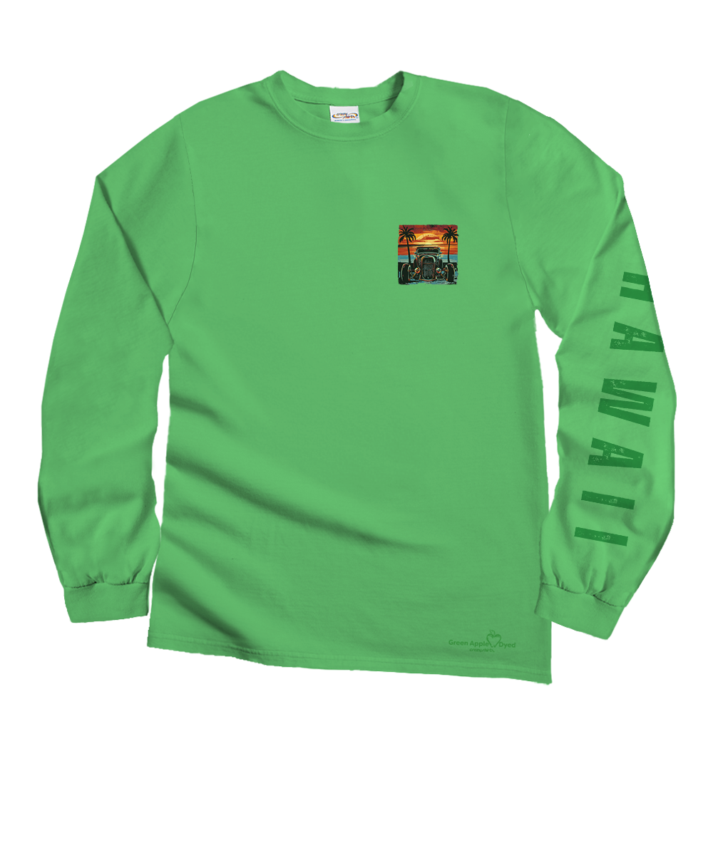 Island Hot Rod - Green Apple Dyed Long Sleeve Crewneck T-Shirt 4 Island Hot Rod - Green Apple Dyed Long Sleeve Crewneck T-Shirt
