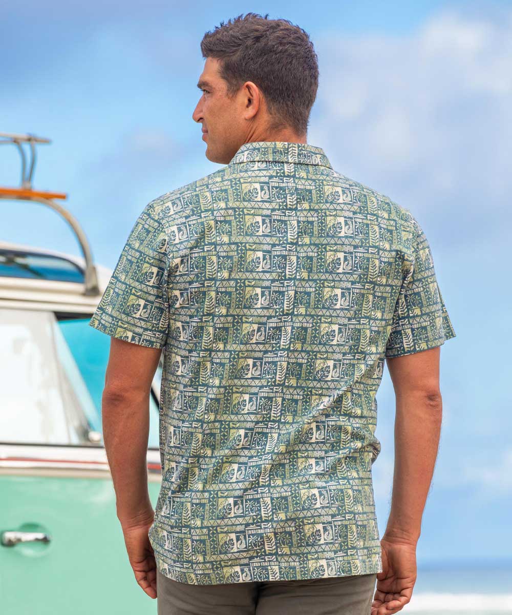 Island Movement - Hunter Green Short Sleeve Hawaiian Polo Shirt 2 Island Movement - Hunter Green Short Sleeve Hawaiian Polo Shirt