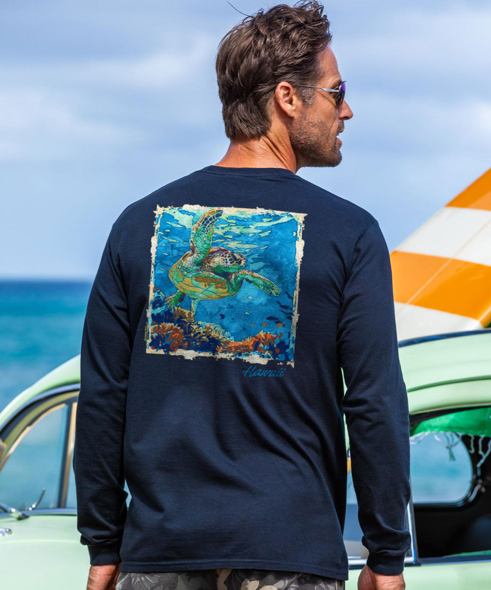 Island Reef Honu - Navy Long Sleeve Crewneck T-Shirt 2 Island Reef Honu - Navy Long Sleeve Crewneck T-Shirt