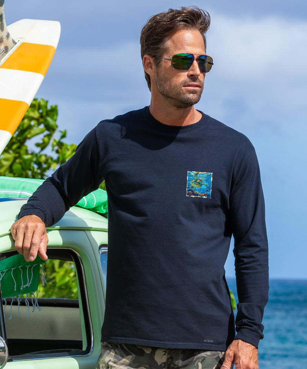 Island Reef Honu - Navy Long Sleeve Crewneck T-Shirt 3 Island Reef Honu - Navy Long Sleeve Crewneck T-Shirt